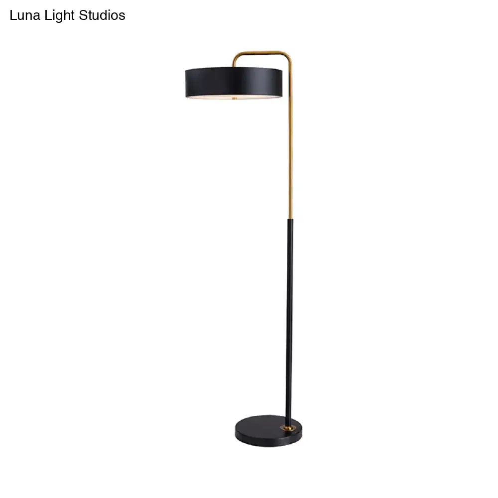 1-Head Macaron Floor Lamp - Black/Blue/Yellow Finish, Drum Standing Light for Living Room