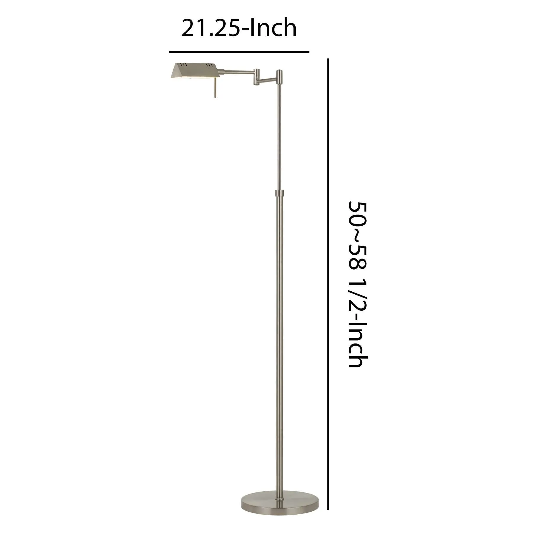 10W Led Adjustable Metal Floor Lamp With Swing Arm, Chrome By Benzara