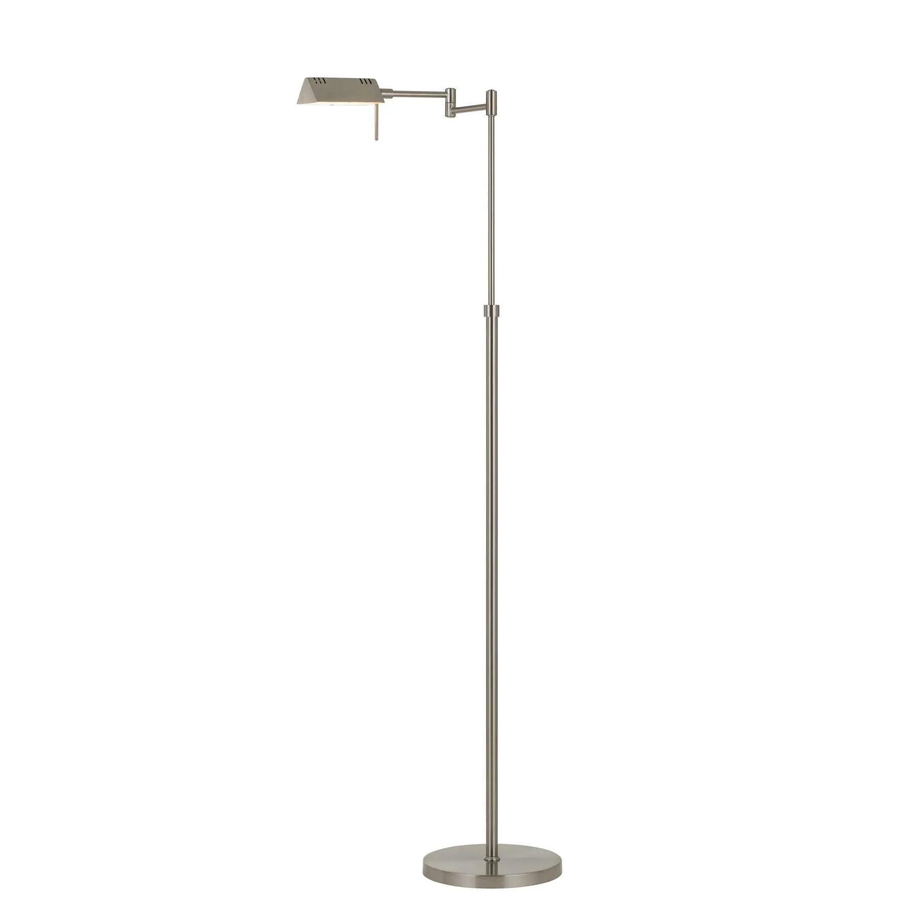 10W Led Adjustable Metal Floor Lamp With Swing Arm, Chrome By Benzara