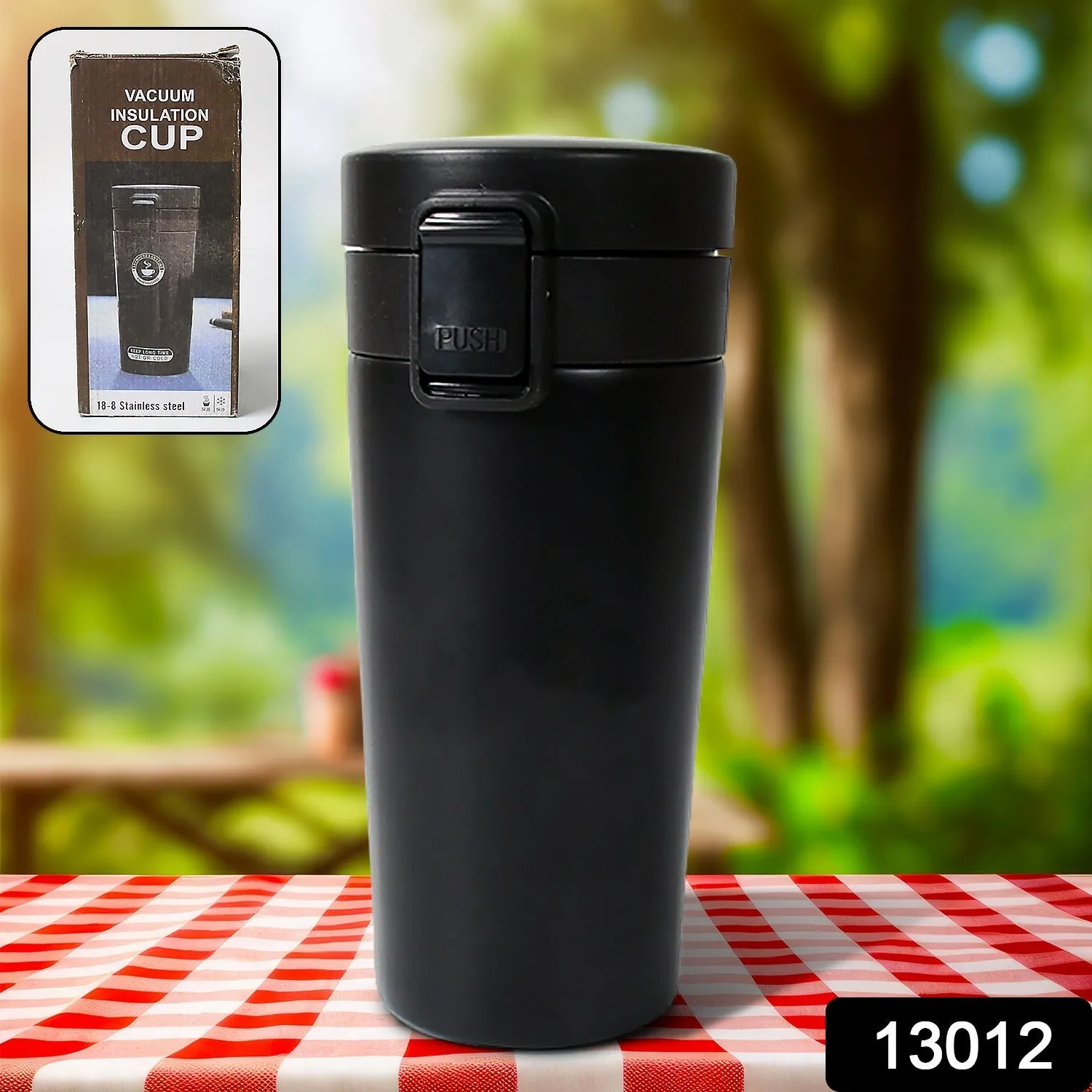 13012 Stainless Steel Vacuum Insulated Coffee Cups Double Walled Travel Mug, Car Coffee Mug with Leak Proof Lid Reusable Thermal Cup for Hot Cold Drinks Coffee, Tea (350ML Approx)