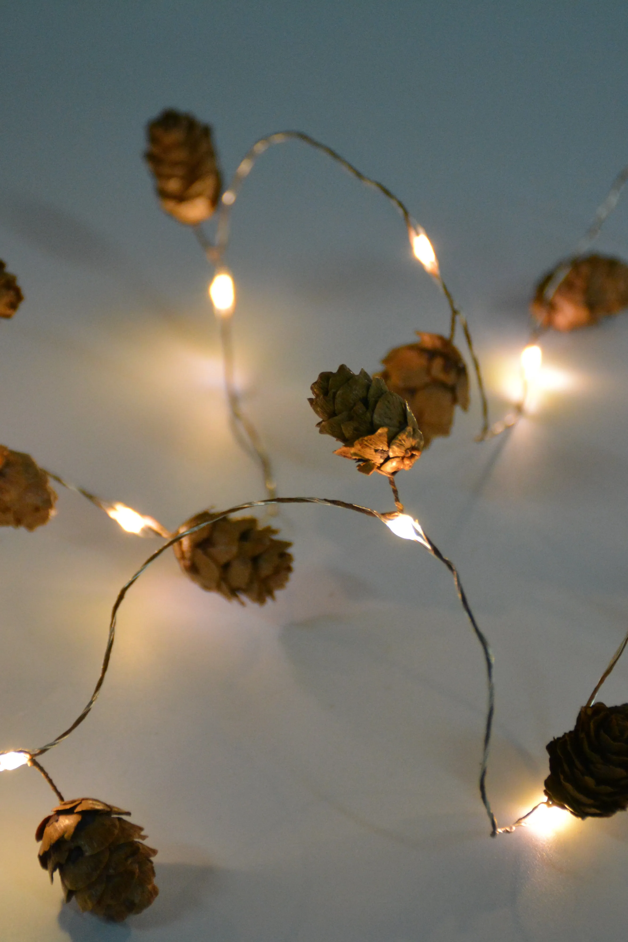 15 LED Pine Cone String Light Battery Operated - Warm White