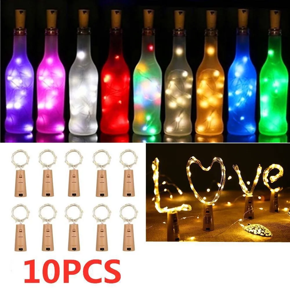 1/5/10pcs Wine Bottle Lights Cork Shape 10 Led Battery Operated Fairy Copper Wire Lights