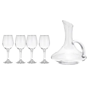 1700ML Crystal Glass Decanter and 4 Cups Elegant Pourer Carafe Lead-Free Gift Table Aerator Carafe