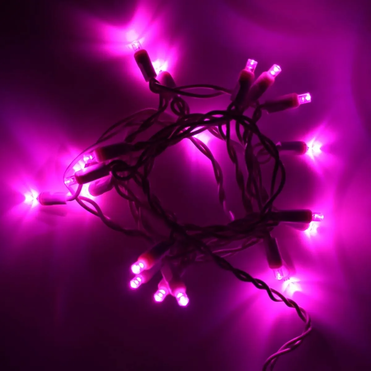 20-light Pink LED Craft Lights, White Wire