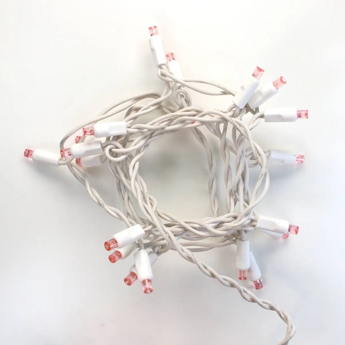 20-light Pink LED Craft Lights, White Wire