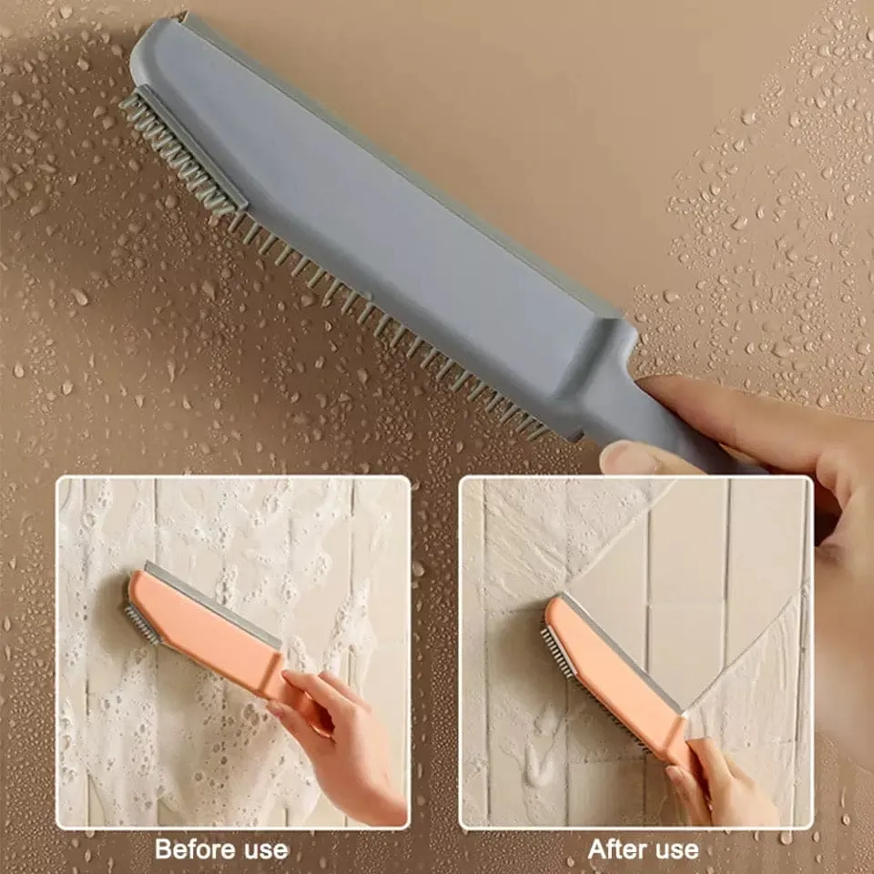 3 in 1 Countertop Cleaning Brush For Desktop, Glass Household Cleaning Supplies Floor Brush, Long Handled Tile Brush, Silicone Window Glass Groove Crevice Brush, Multifunctional Kitchen Stove Scraper, Bathtub Wall Brush Cleaning Tool