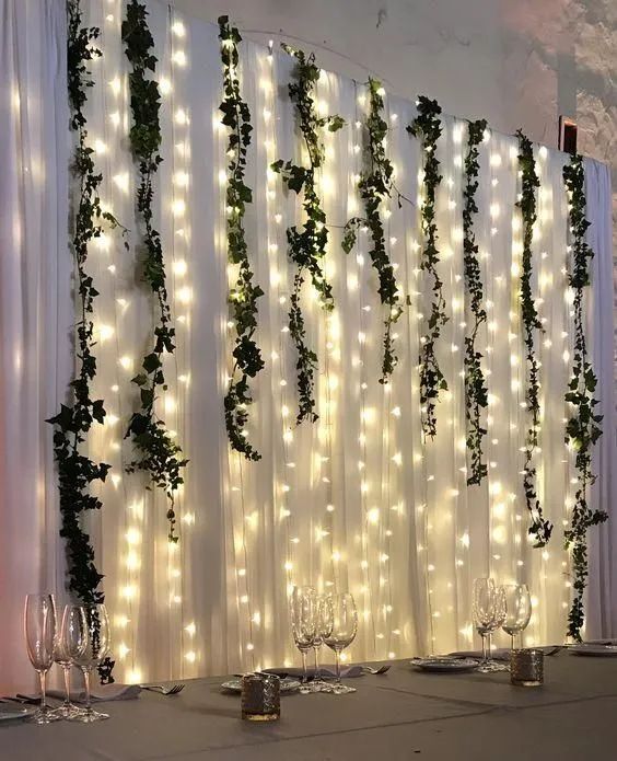 300 LED Curtain String Lights with Remote - Warm White