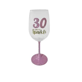 30th Birthday Purple Sparkle Wine Glass