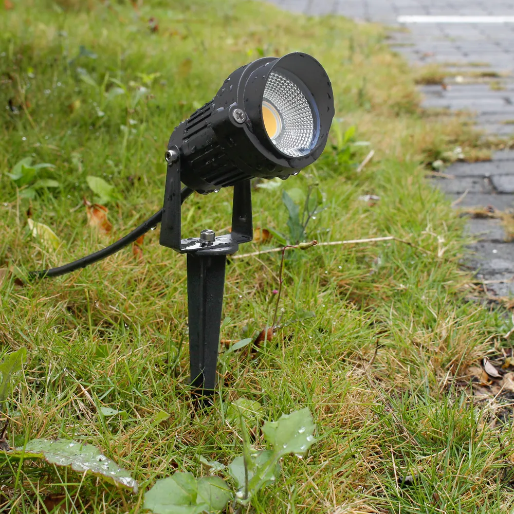 4 PACK of 5W Warm White Outdoor IP65 Ground Inserted LED Garden Light Bullet Head Black Finish