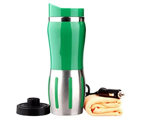 400ml Vacuum Insulated Stainless Steel Travel Mug Car Cup with charger car Boiling Mug Electric Kettle Boiling Vehicle Thermos DC12V Heating Cup Applicable to the Boiling Water Coffee Milk and Tea