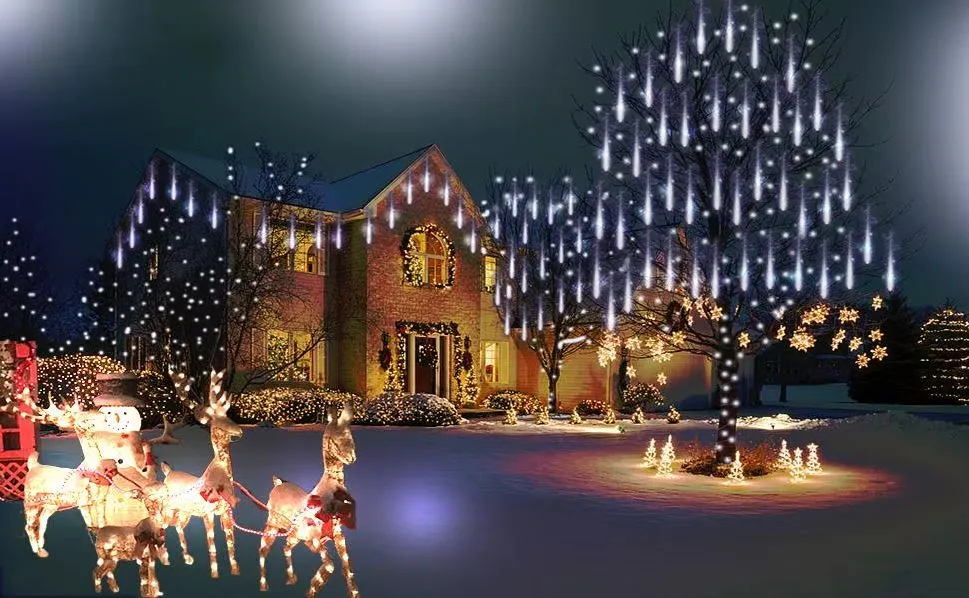 50cm Navidad Meteor Shower Solar LED String Lights Christmas Decorations Outdoor