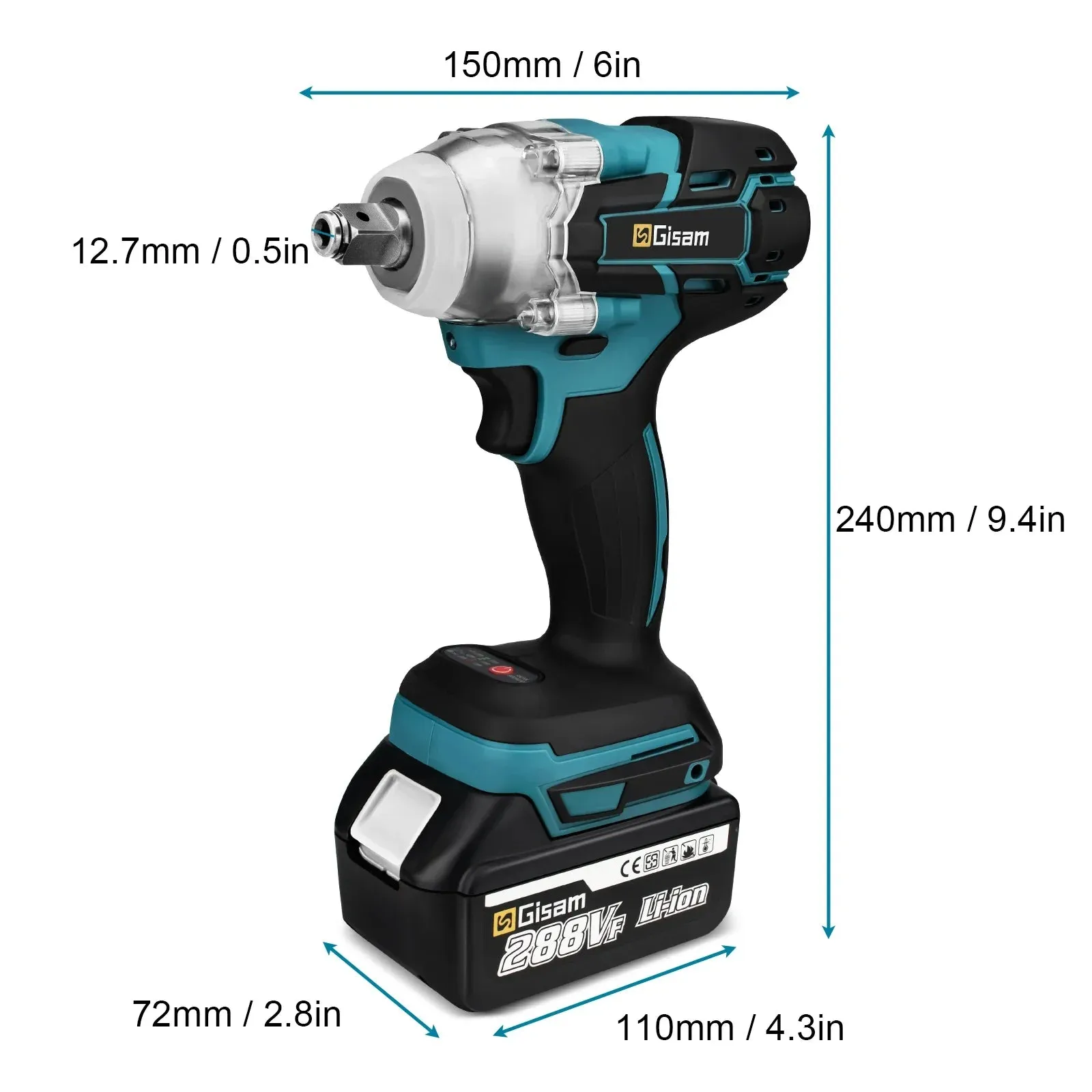 520N.M Brushless Electric Impact Wrench Cordless Electric Wrench 1/2 inch Screwdriver Socket Power Tools for Makita 18V Battery