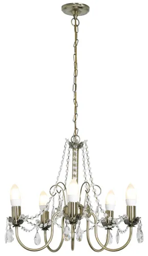 5Lt Chandelier 480Mm Antique Brass