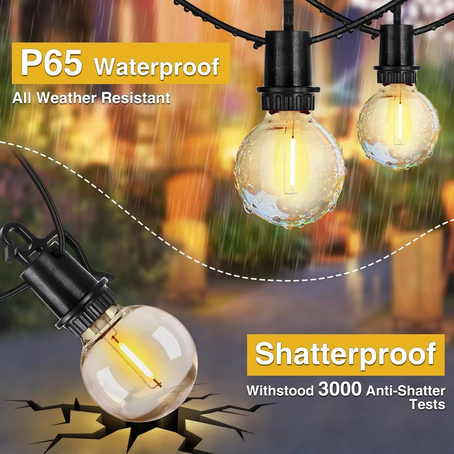 60FT Outdoor String Lights, G40 Globe Outdoor Lights with 30 Shatterproof LED Bulbs (2 Spare), 2700K Hanging Waterproof Patio Light, Connectable String Lights for outside Backyard Porch Party