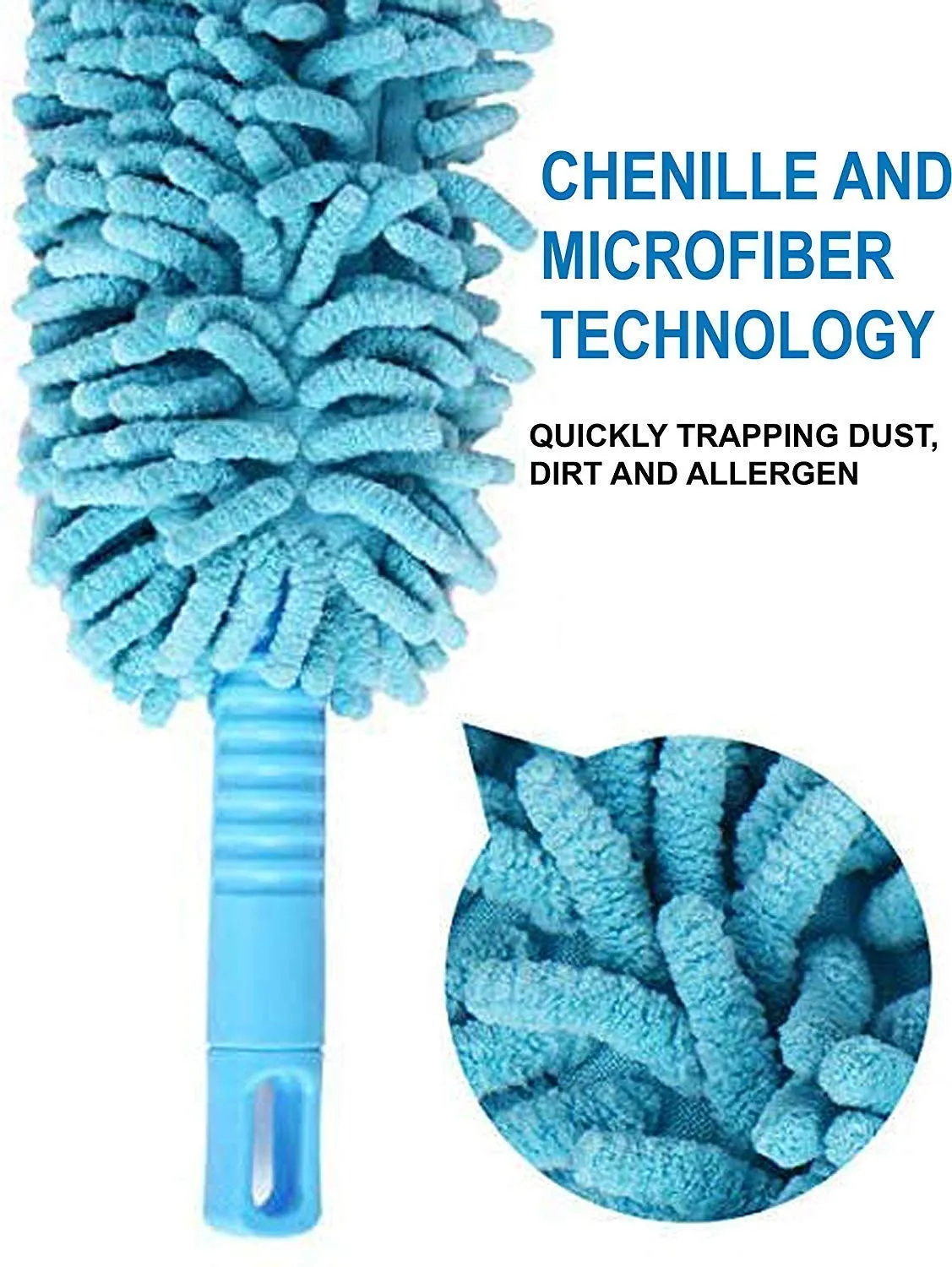 AlClean Flexible Micro Fiber Duster With Telescopic Stainless Steel Handle for Fan Cleaning Specially