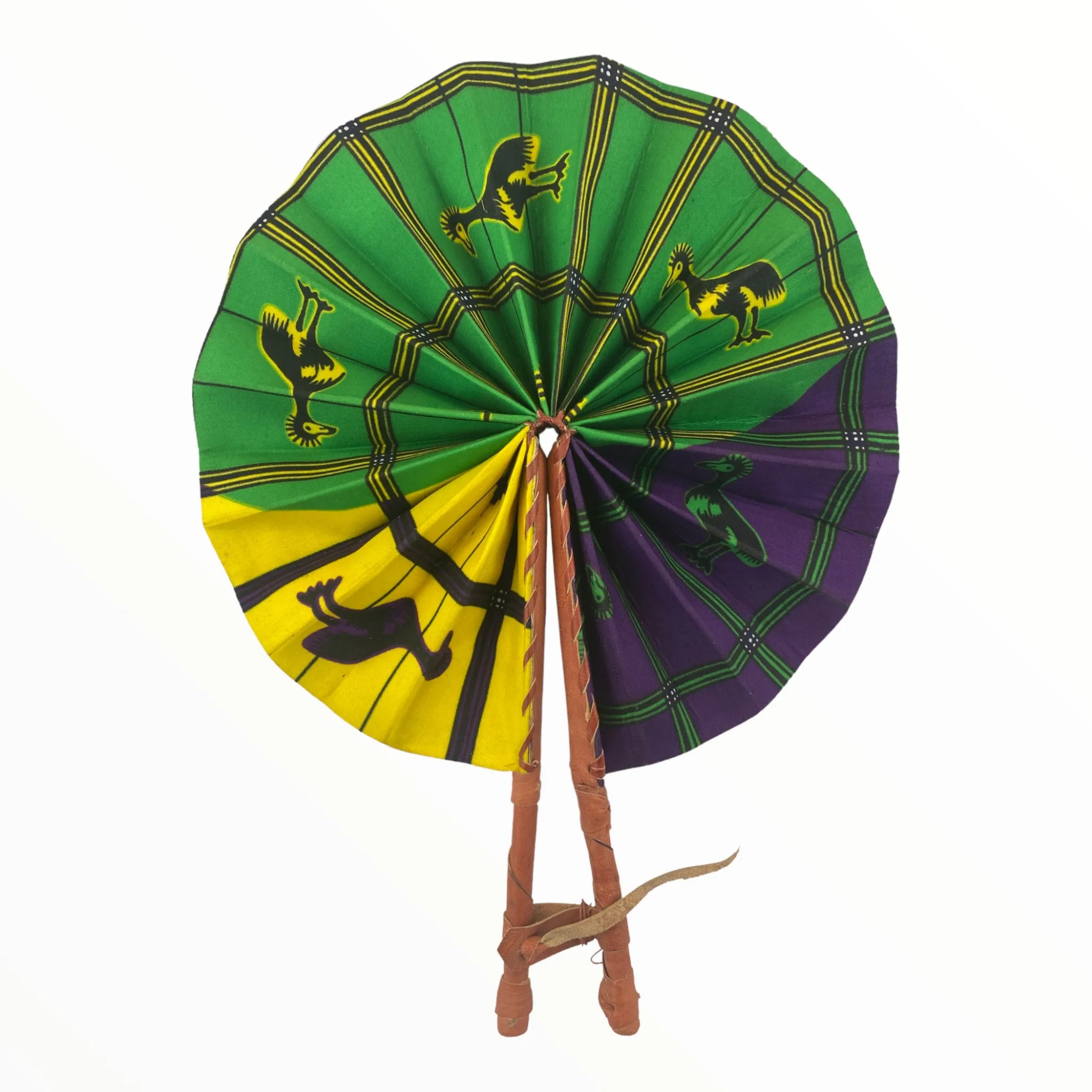 Ankara Print - Hand Held Fan (Yellow, Green, Purple)