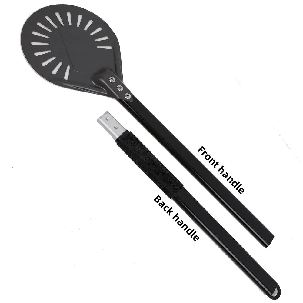 Anygleam Pizza Shovel 115cm Silver for Perforated Peel with Metal Handle Oven Turning Baking Accessory