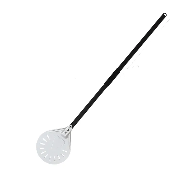 Anygleam Pizza Shovel 115cm Silver for Perforated Peel with Metal Handle Oven Turning Baking Accessory