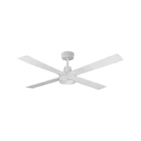 Arlec 120cm White 4 Blade LED Ceiling Fan/ 6 Speed Remote Control/ Reverse Function