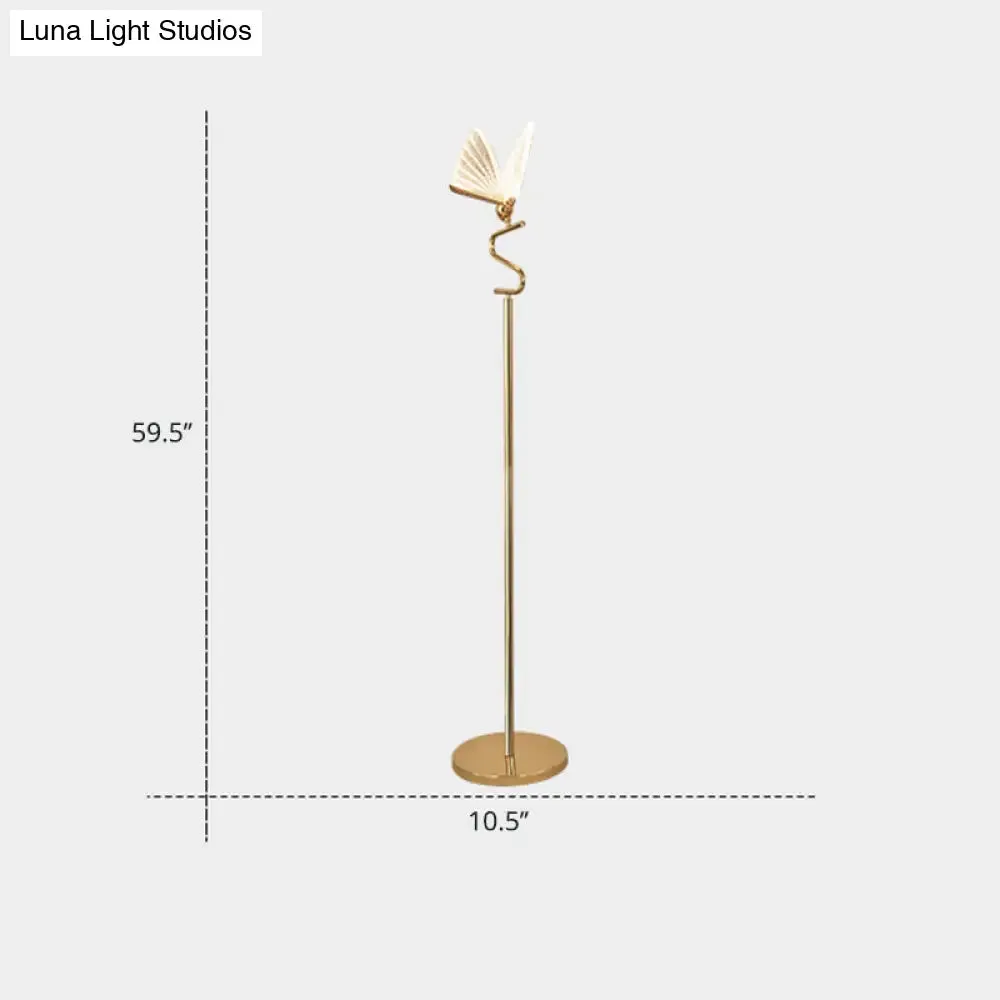 Art Deco Acrylic LED Floor Light with Gold Finish - Stylish Standing Lamp for Living Room