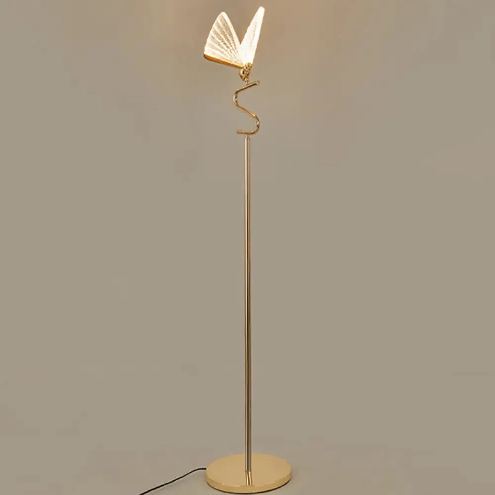 Art Deco Acrylic LED Floor Light with Gold Finish - Stylish Standing Lamp for Living Room