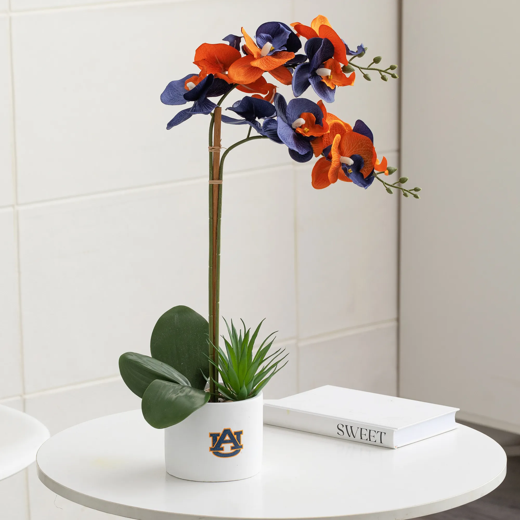 Auburn War Eagle Faux Orchid & Hydrangea