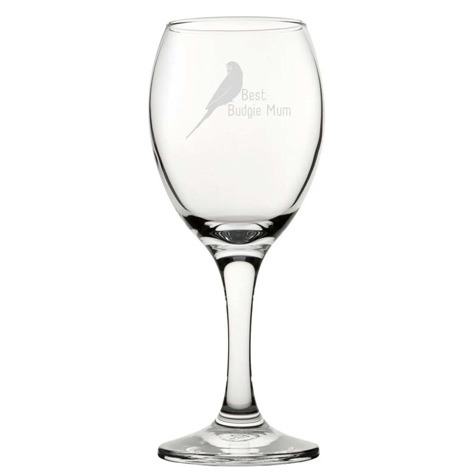 Best Budgie Mum - Engraved Novelty Wine Glass