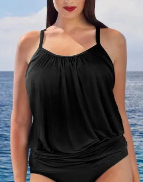 Black Lightweight Blouson Tankini Set