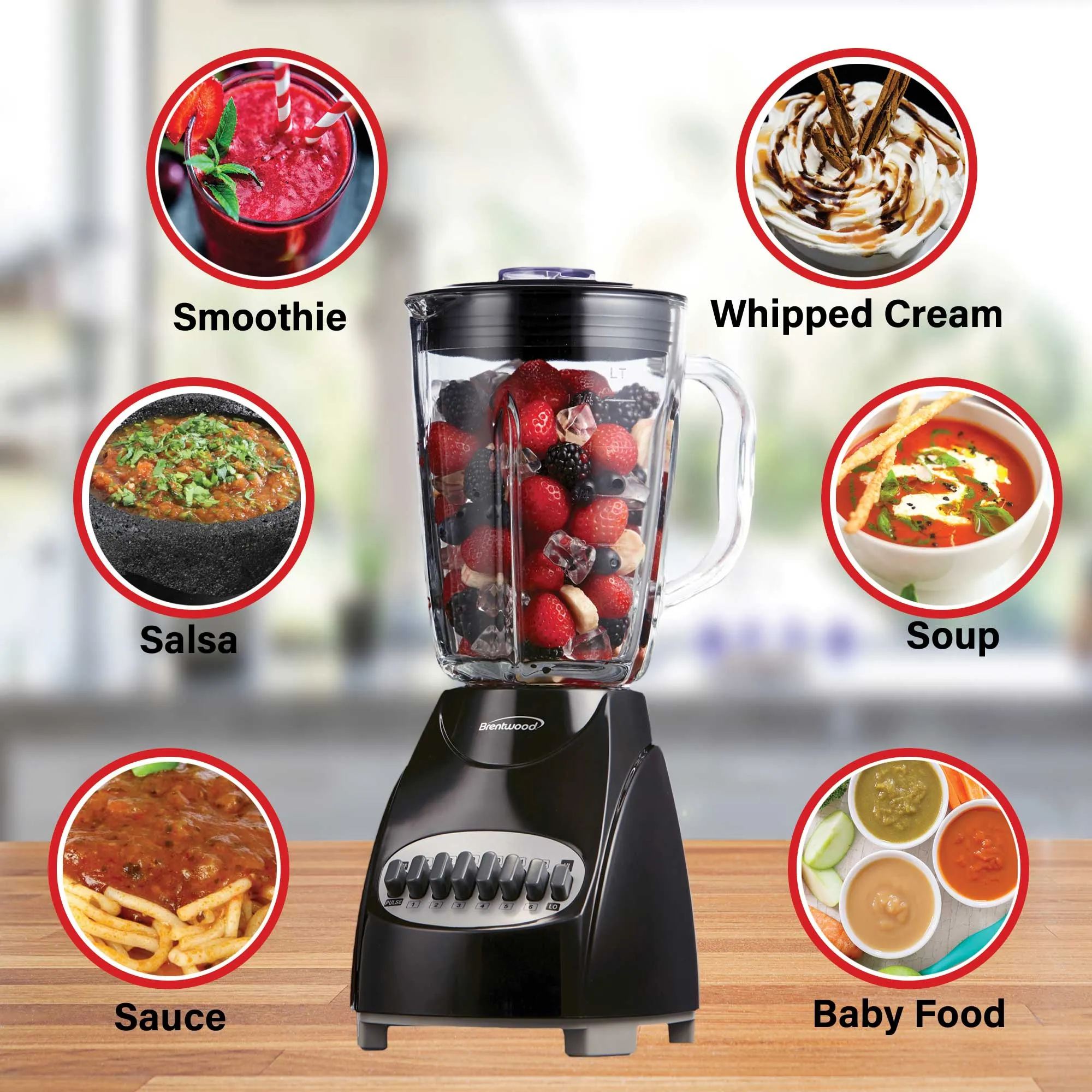 Brentwood JB-920B 12-Speed   Pulse Blender with Glass Jar, Black