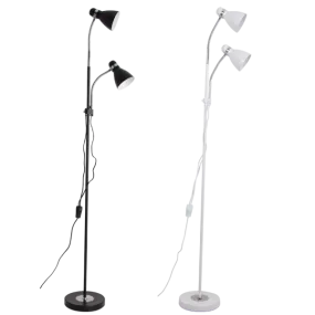 Bright Star Lighting SL089 WHITE Metal and Polished Chrome Floor Lamp with Gooseneck Arms