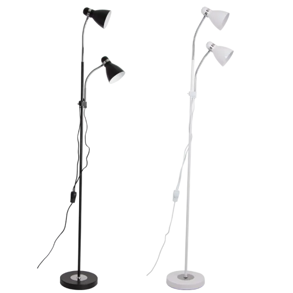 Bright Star Lighting SL089 WHITE Metal and Polished Chrome Floor Lamp with Gooseneck Arms