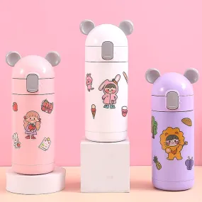 Bunny Ears Steel Bottle With Kawai Stickers To Compliment Its Appearance