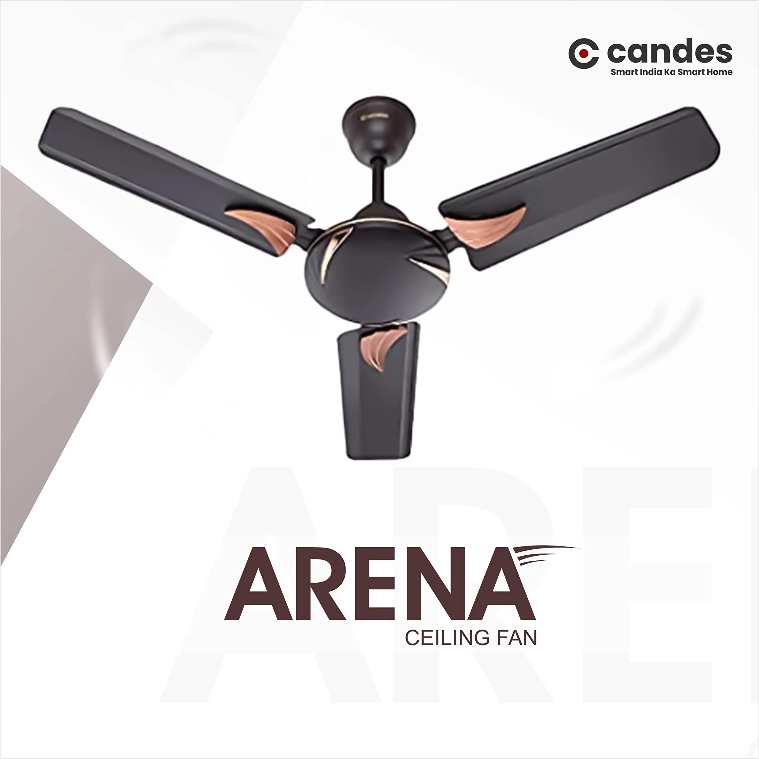 Candes Arena High Speed Anti-Dust Decorative 405 Rpm, 3 stars Rated Ceiling Fan 2 Yrs Warranty (900Mm, 36 Inch Coffee Brown) Pack Of 2