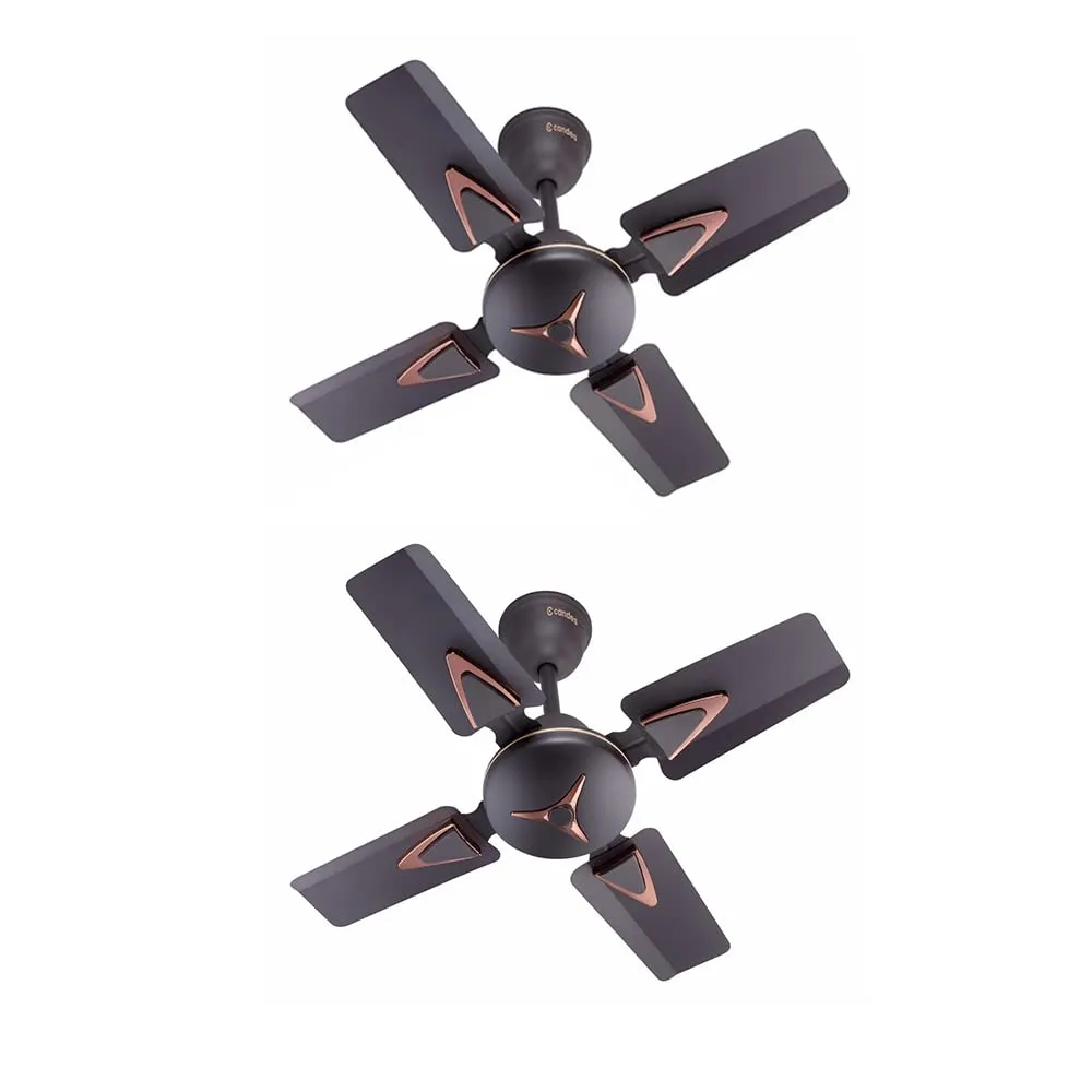 Candes Figo 600mm, High Speed Decorative Anti-Rust 405-RPM Ceiling Fan with 2 Yrs. Warranty (Coffee Brown) Pack of 2