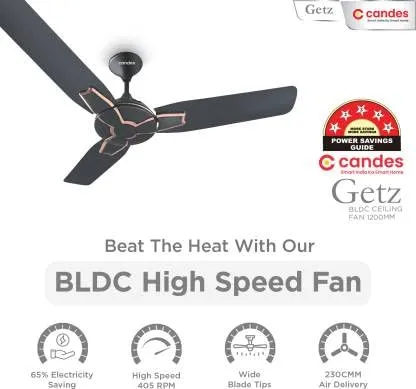 Candes Getz BLDC Ceiling Fan 1200mm / 48 inch | BEE 5 Star Rated, Upto 65% Energy Saving, High Air Delivery & High Speed Ceiling Fans for Home | 2 1 Years Warranty | Coffee Brown