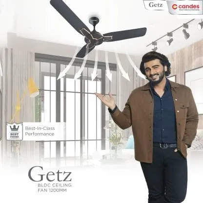 Candes Getz BLDC Ceiling Fan 1200mm / 48 inch | BEE 5 Star Rated, Upto 65% Energy Saving, High Air Delivery & High Speed Ceiling Fans for Home | 2 1 Years Warranty | Coffee Brown