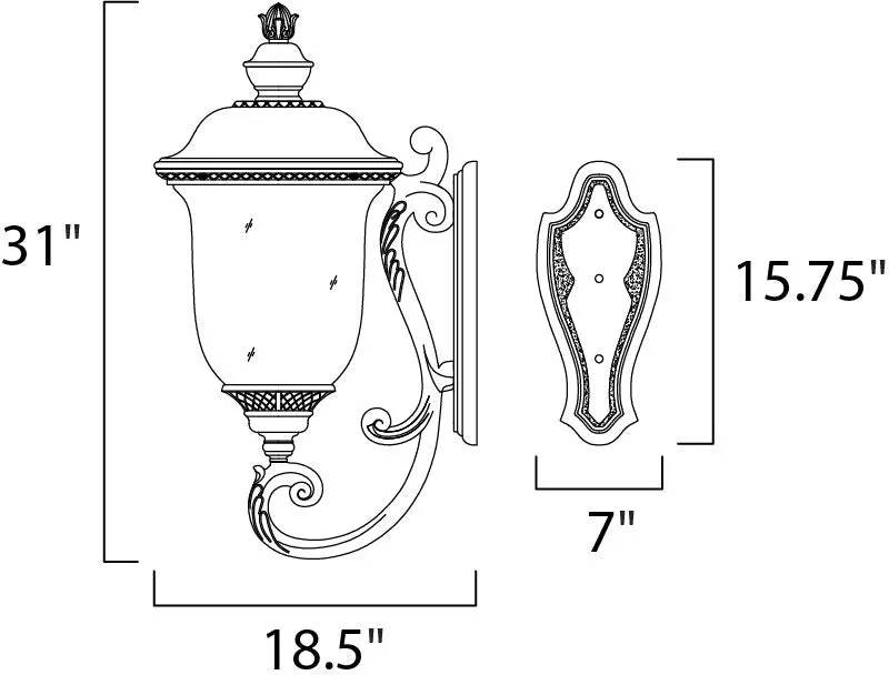 Carriage House VX 14" 3 Light Outdoor Wall Mount in Oriental Bronze