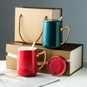 ceramic coffee cup with spoon