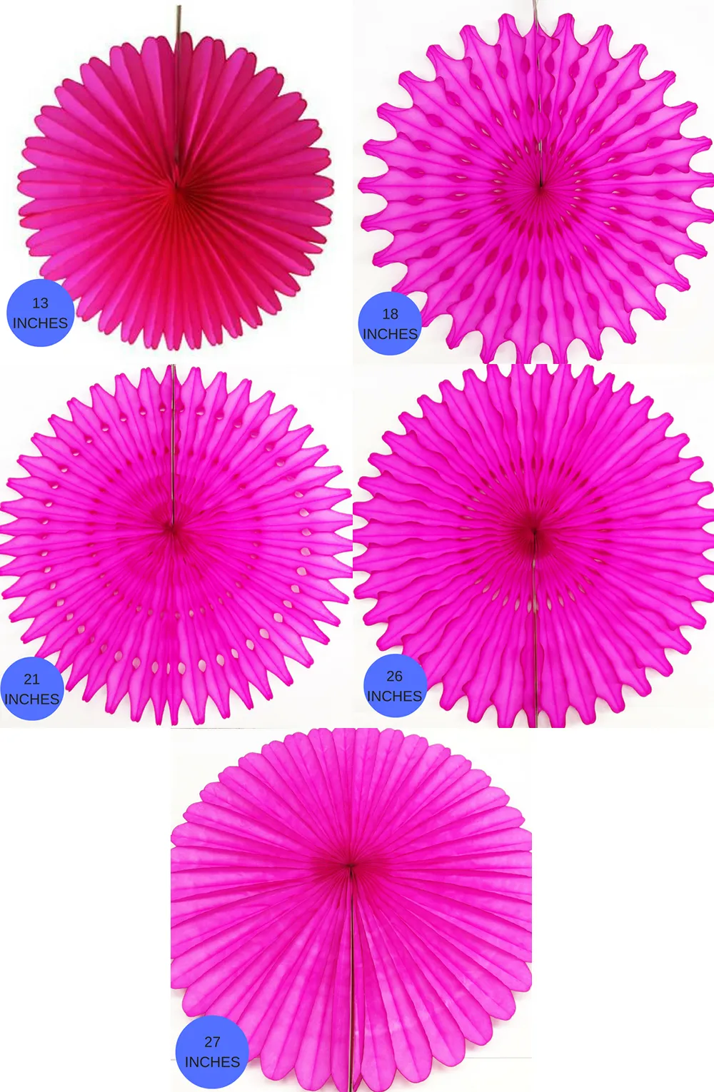 Cerise Fans, 5 Sizes