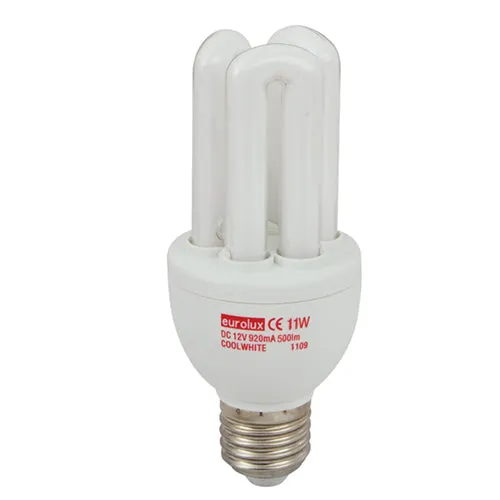 CFL 3U E27 11w Cool White 12v DC