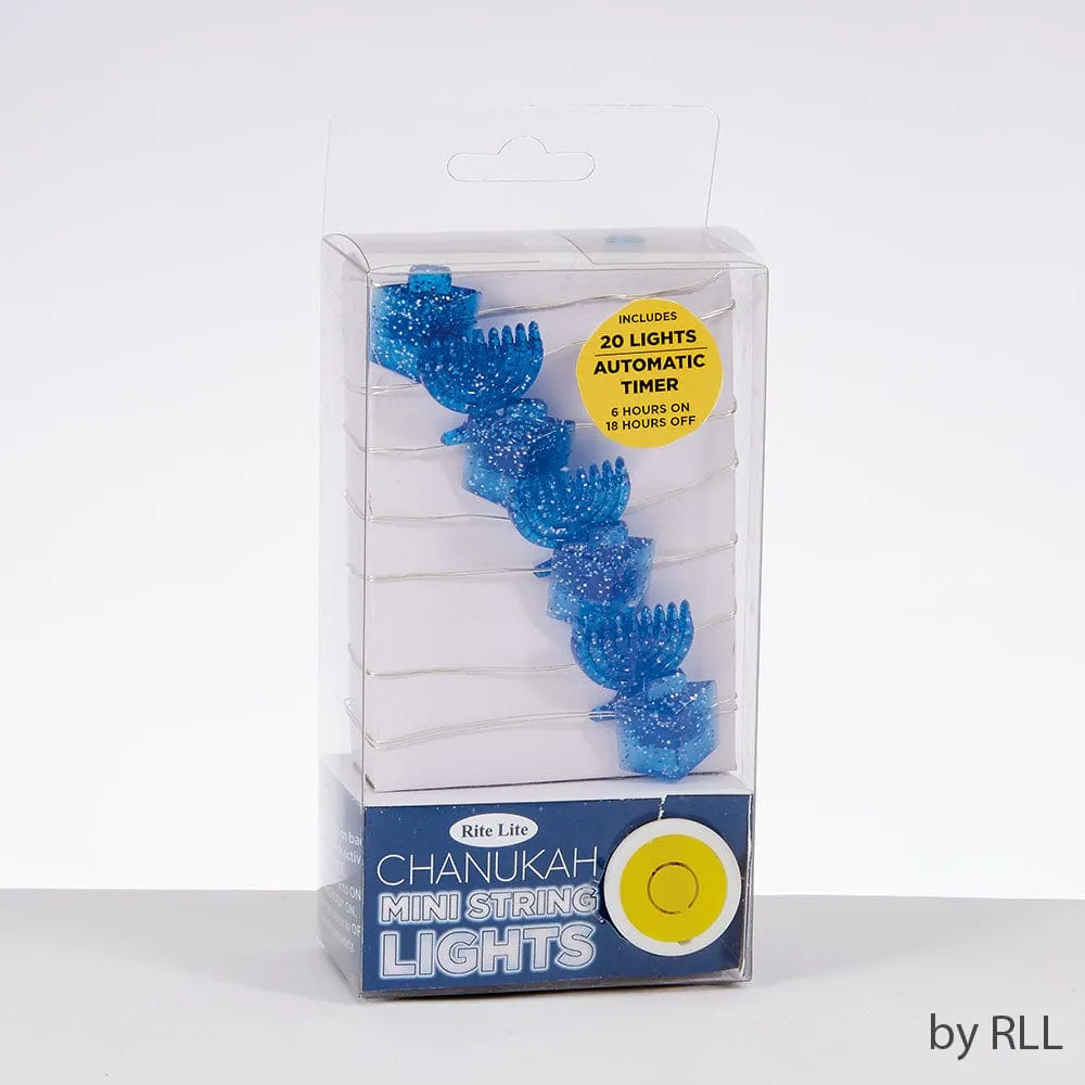 Chan. Micro Led Light String,drdl/menora,20 Lights,batt,9',giftbx