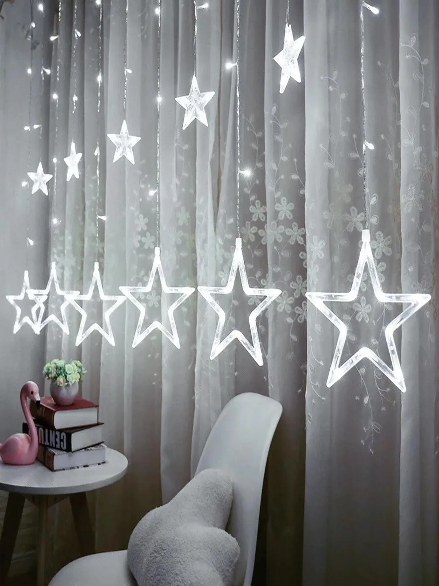 Christmas LED Stars Curtain Lights Stars 138 LED Curtain String Lights Memory Window Lights with 8 Modes  Christmas, Party,Patio Garden