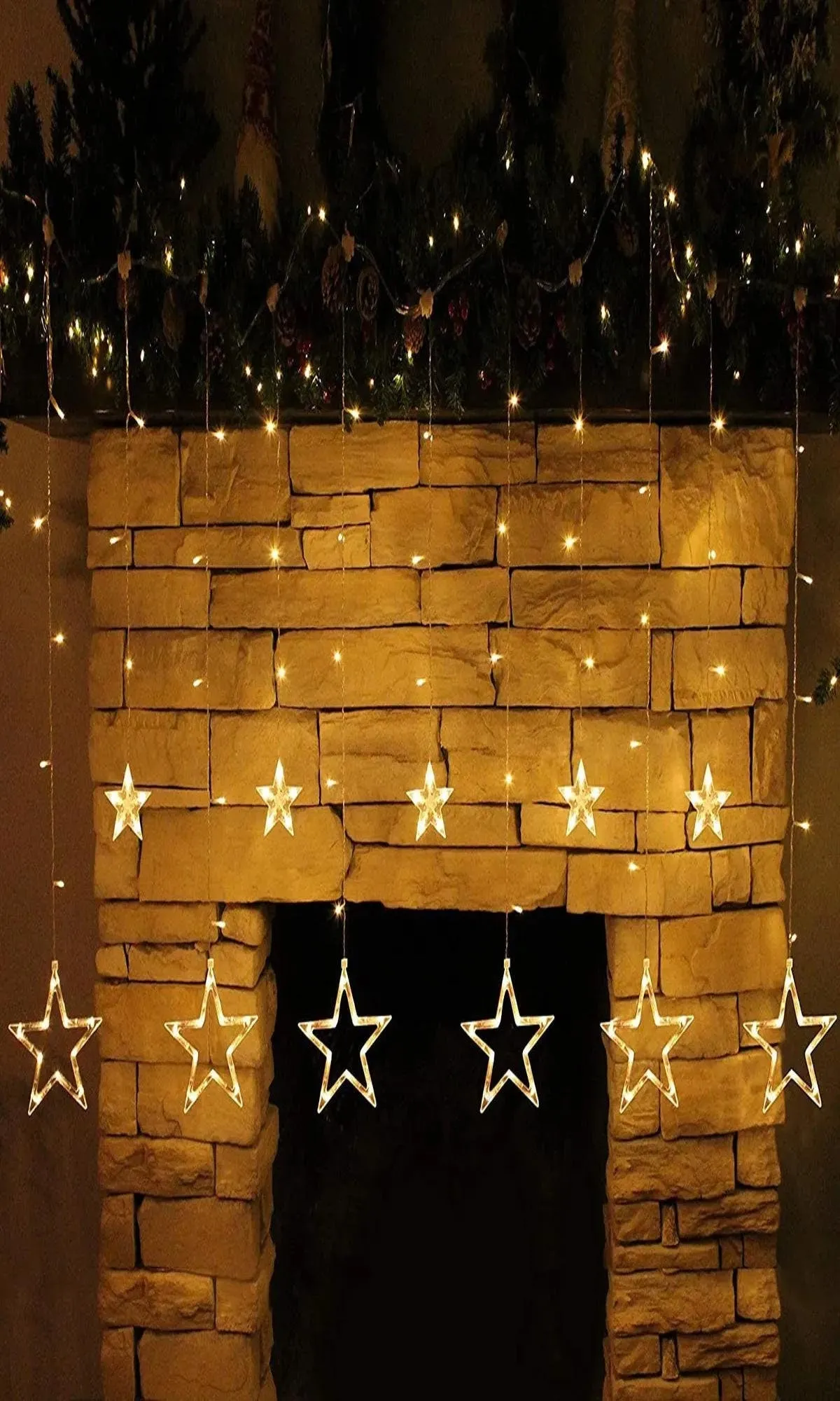 Christmas LED Stars Curtain Lights Stars 138 LED Curtain String Lights Memory Window Lights with 8 Modes  Christmas, Party,Patio Garden