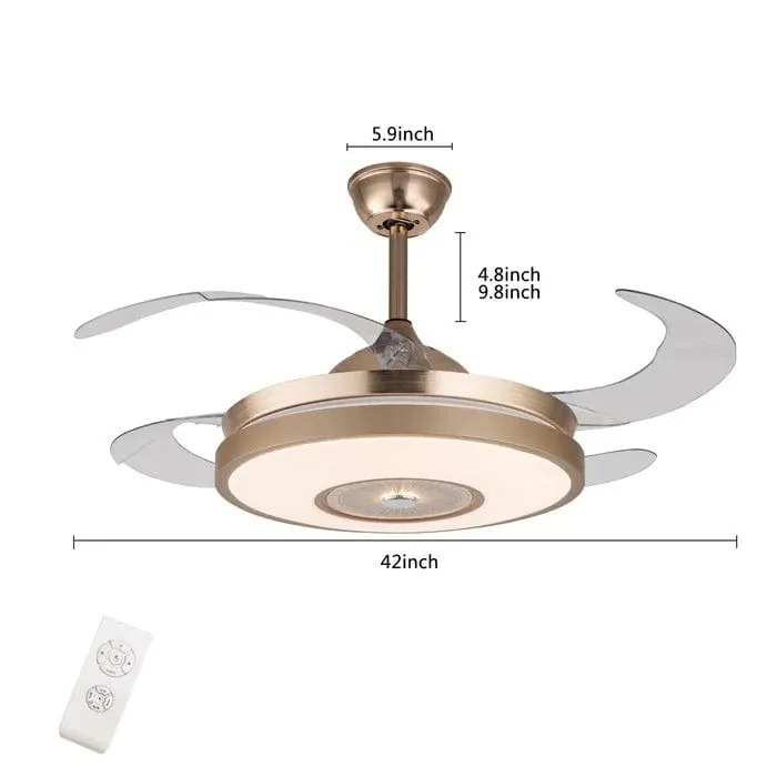 Cleoda LED Retractable Blades Chandelier Ceiling Fan With Remote Control