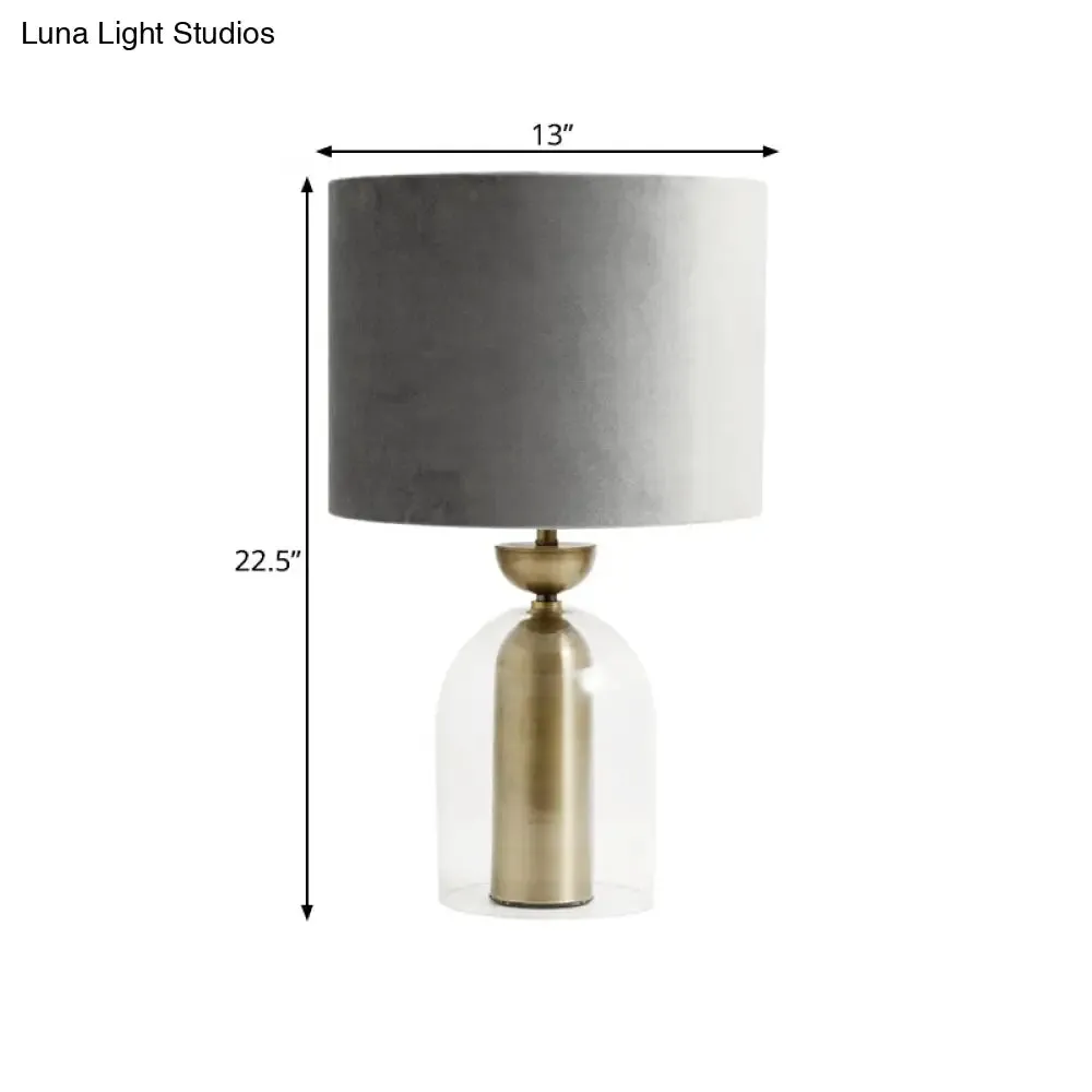 Contemporary Gold Bell Table Light with Clear Glass Shade - Elegant Bedside Desk Lamp