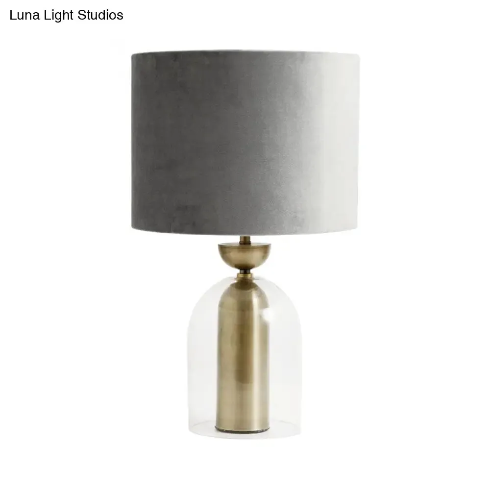 Contemporary Gold Bell Table Light with Clear Glass Shade - Elegant Bedside Desk Lamp