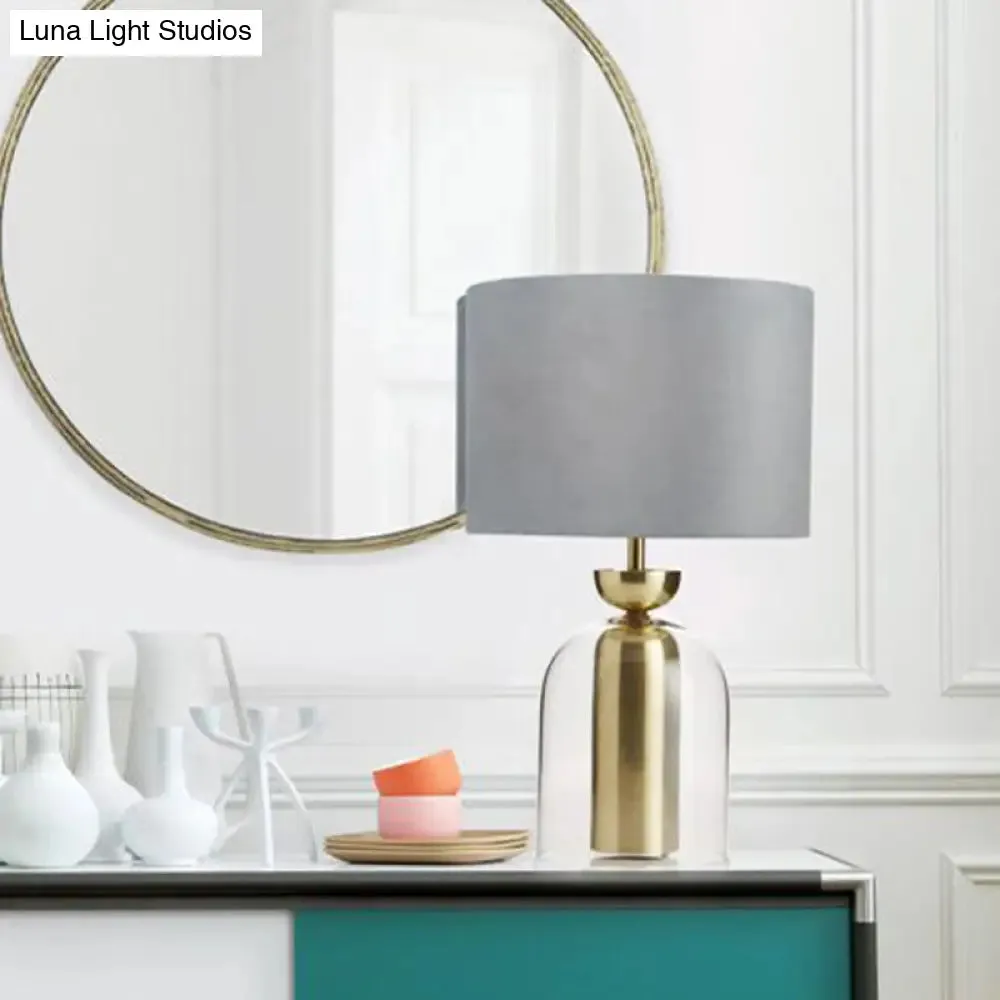 Contemporary Gold Bell Table Light with Clear Glass Shade - Elegant Bedside Desk Lamp