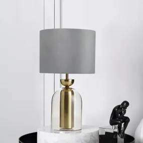 Contemporary Gold Bell Table Light with Clear Glass Shade - Elegant Bedside Desk Lamp