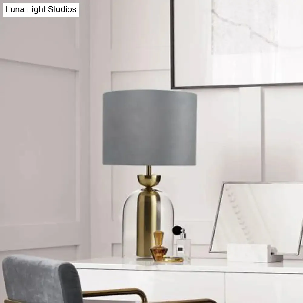 Contemporary Gold Bell Table Light with Clear Glass Shade - Elegant Bedside Desk Lamp