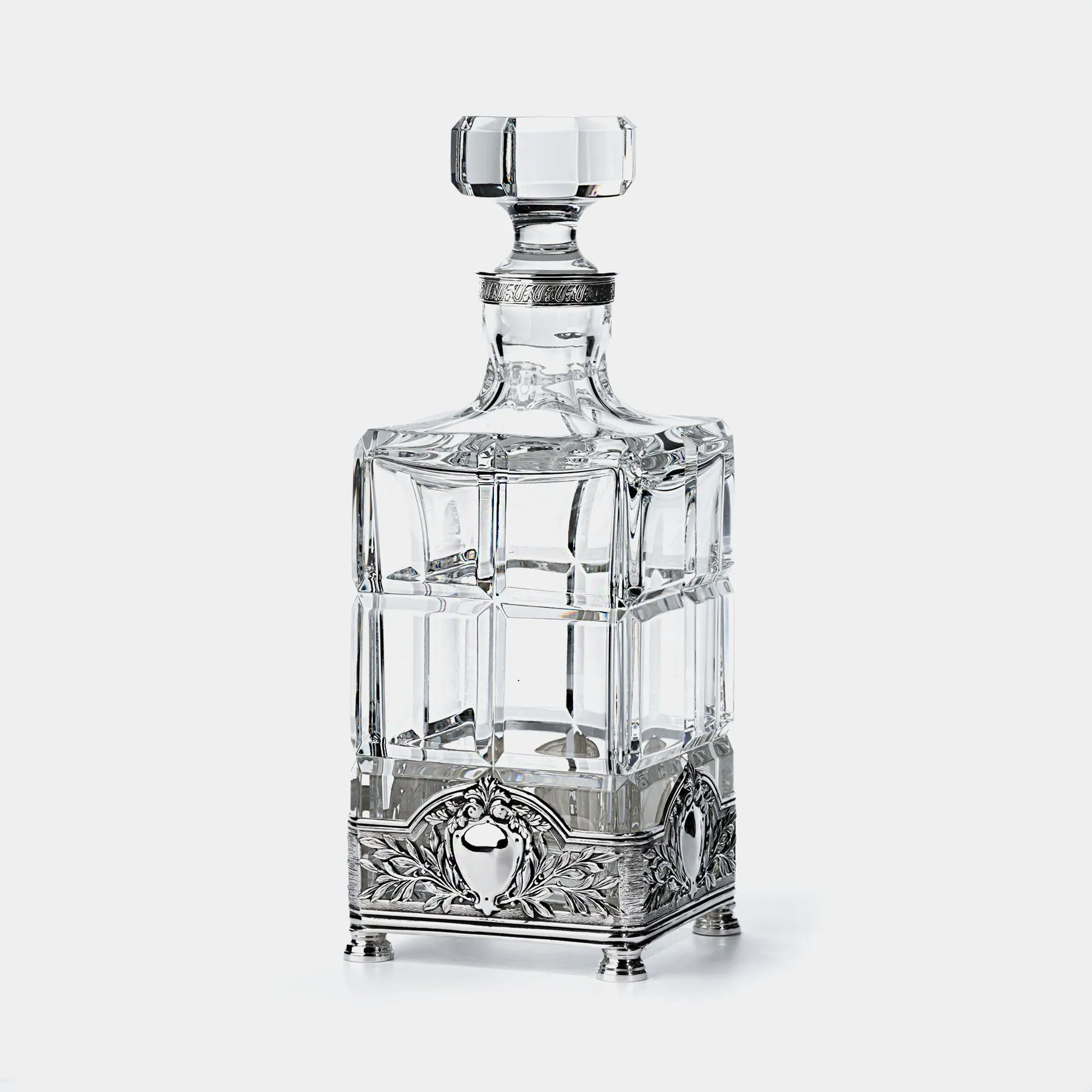 Crystal Carafe Wien, Silver-Plated Decoration